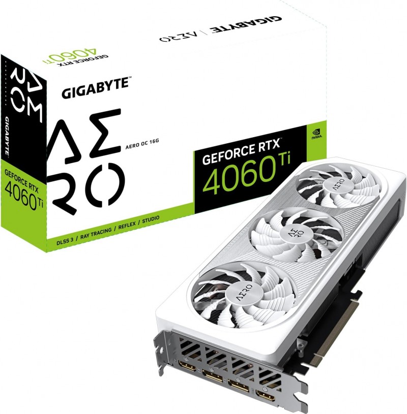 GPU NVIDIA GIGABYTE RTX 4060 Ti AERO OC 16 GO GDDR6 WHITE